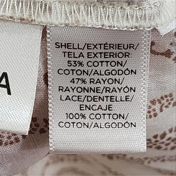 Loft cream and tan floral bibb 3/4 button front blouse size small - Picture 3 of 6